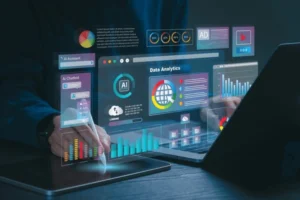 Artificial intelligence in digital marketing with automation and analytics tools.